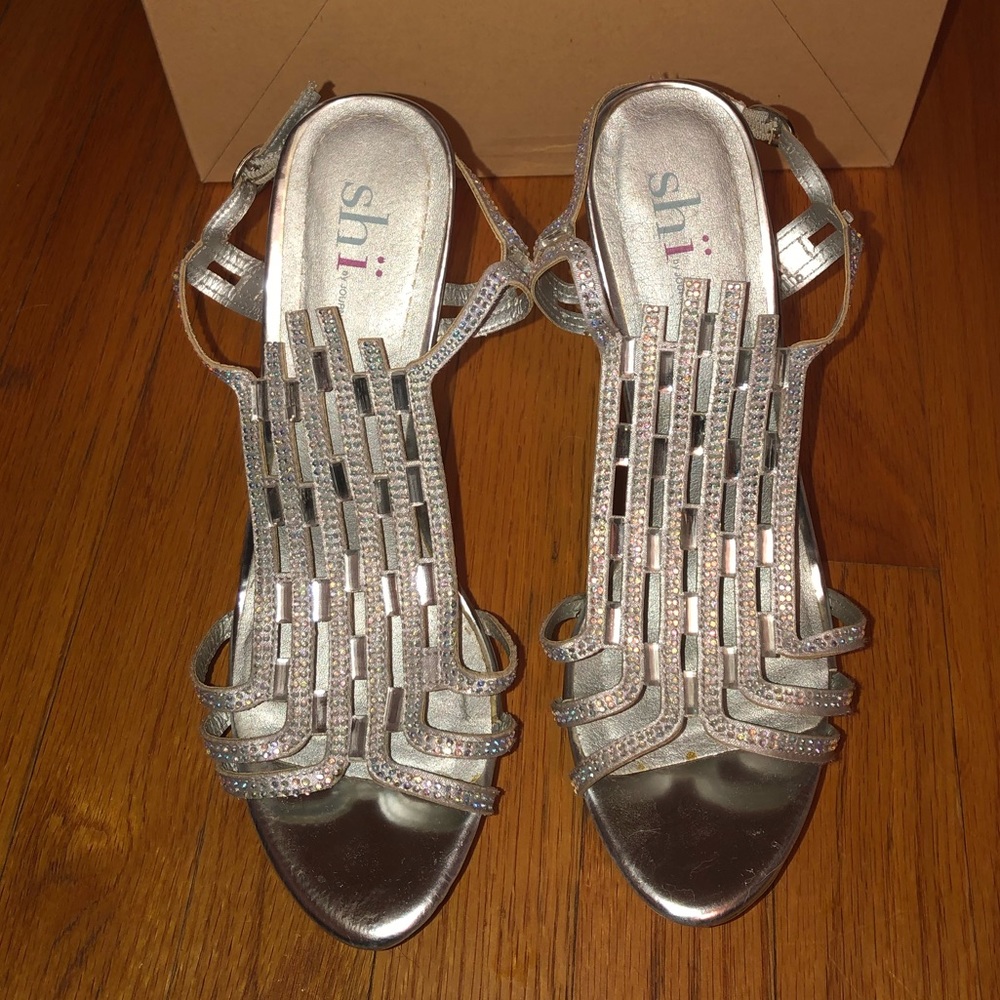 Silver sparkly heels